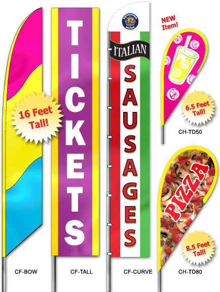 tall flags concession food banners carnival trailer 