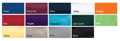 orange lime royal burgundy navy white dark green red yellow khaki grey black turquoise
